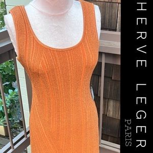 Herve Leger Orange Mini Dress